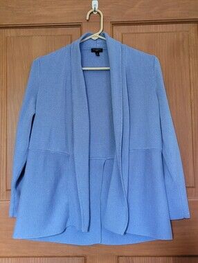 Talbots Open Front Knit Cardigan Blue Womens Mp Shawl Neck Grannycore Layering